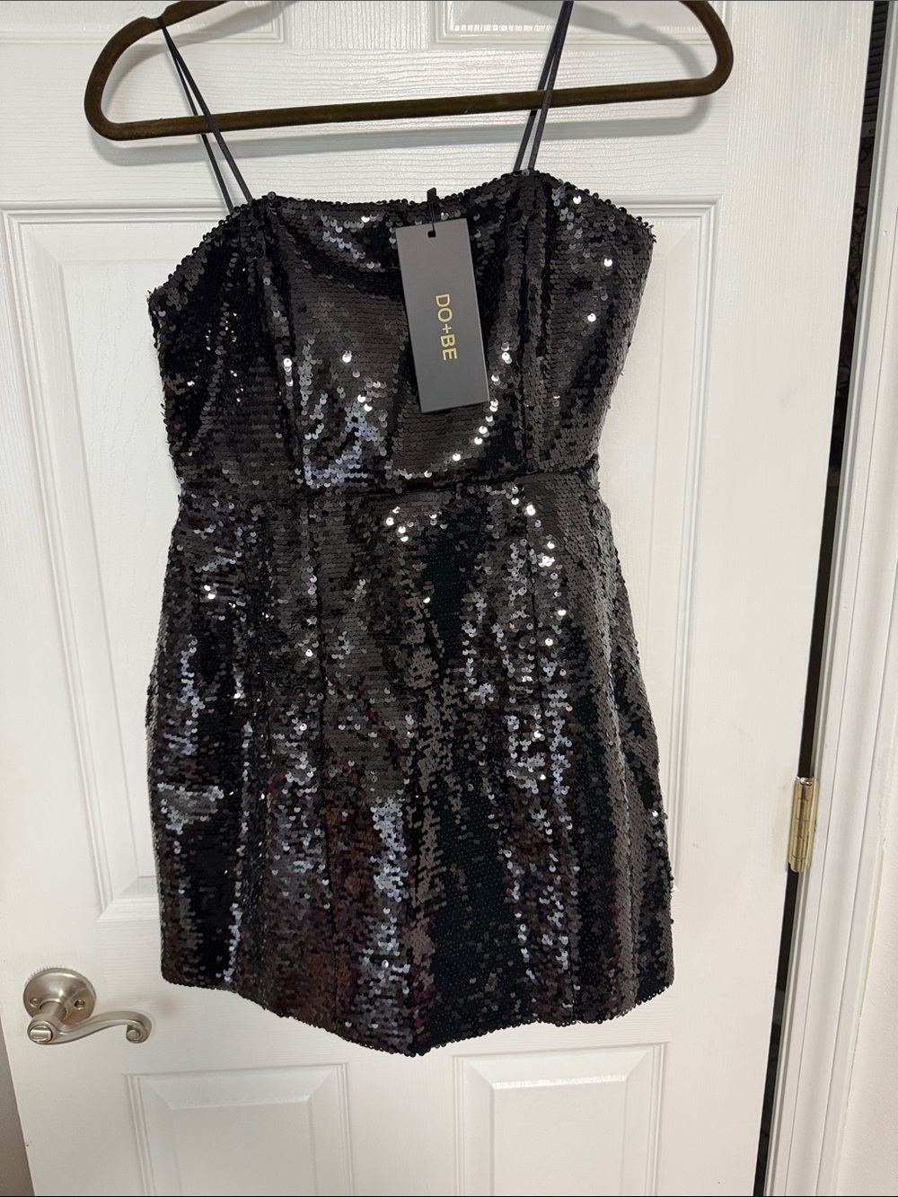 DO+BE Black Sequin Strapless Mini Dress